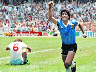 Diego Maradona celebrating