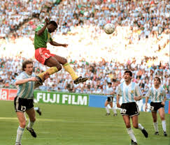 Omam Biyik scoring against Argentina