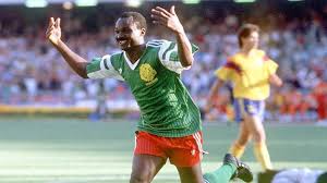 Roger Milla scoring at Italia 90